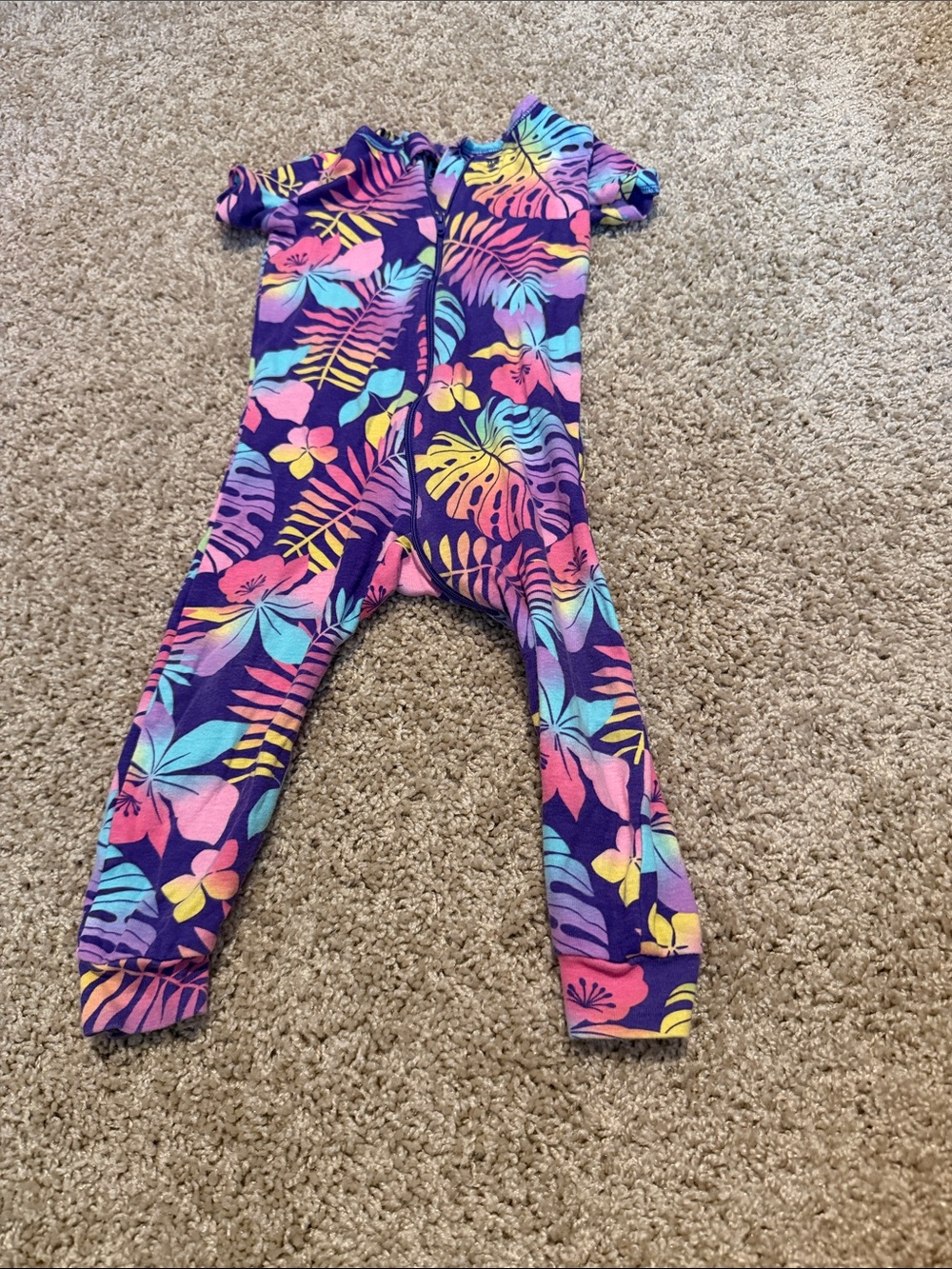 The Children's Place Purple Tropical Floral One-Piece Bodysuit